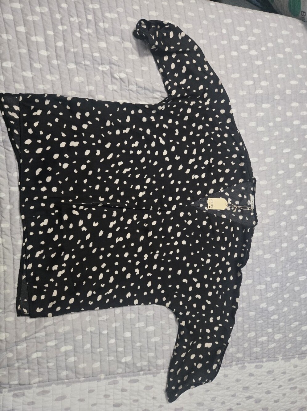 JODIFL Black Blouse with White Spot Print